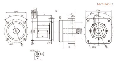 MVB-140-L1系列精密行星減速器型號(hào)尺寸與圖紙