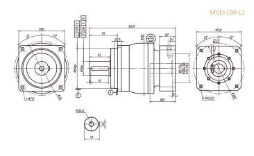 MVD-180-L1系列精密行星減速器型號(hào)尺寸與圖紙
