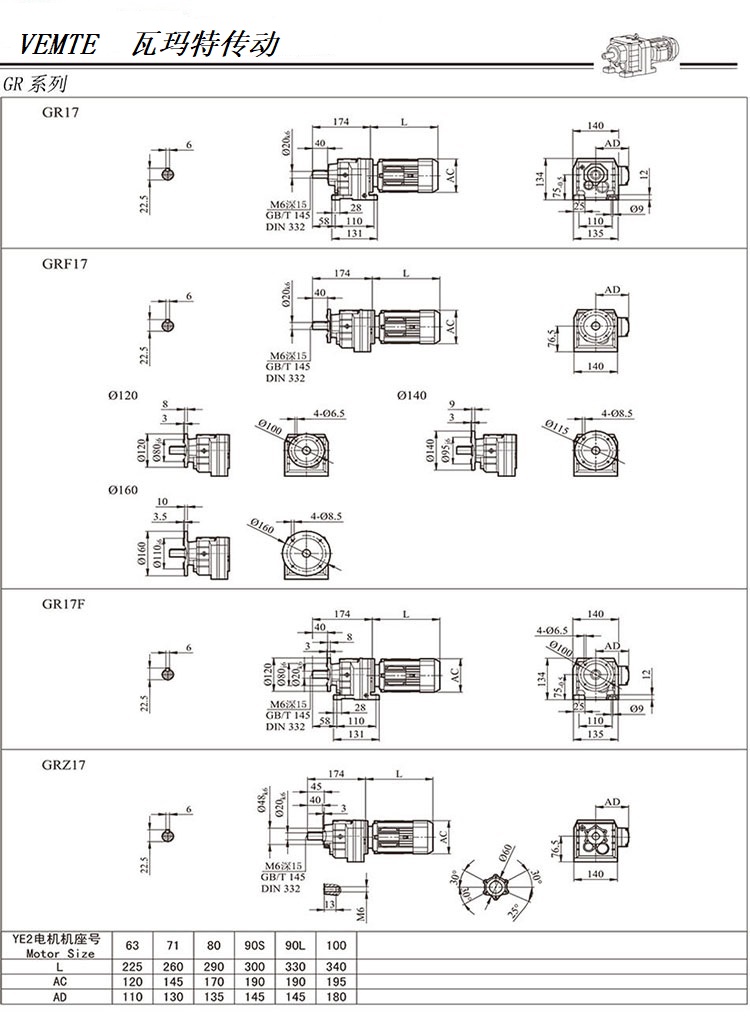 R17減速機圖紙，R00系列齒輪減速器尺寸圖